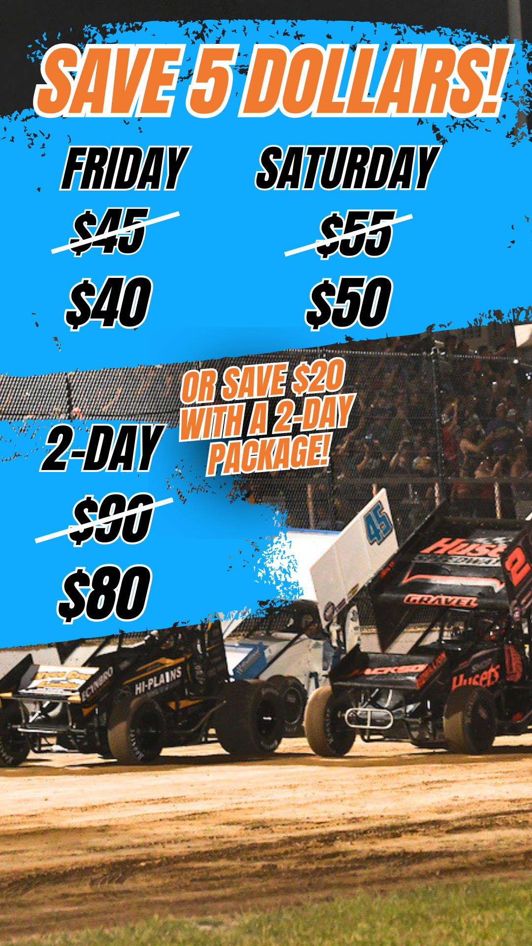 World of Outlaws Sprint Car Series Facebook ad: Secure Your Tickets & Your Wallet!