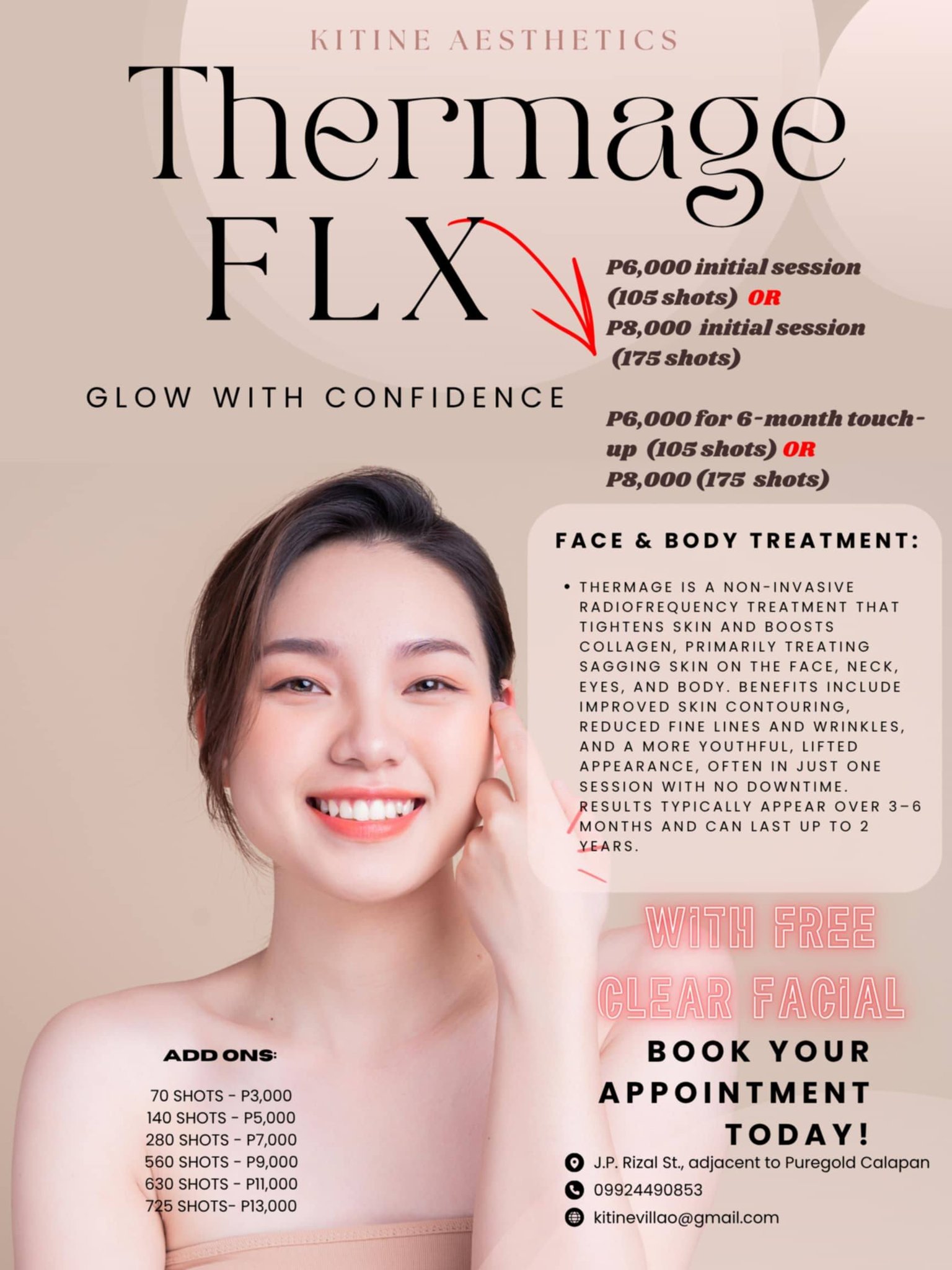 Kitine Aesthetics Calapan Facebook ad: Where Beauty Meets Balance, Redefine Your Glow, Inside…
