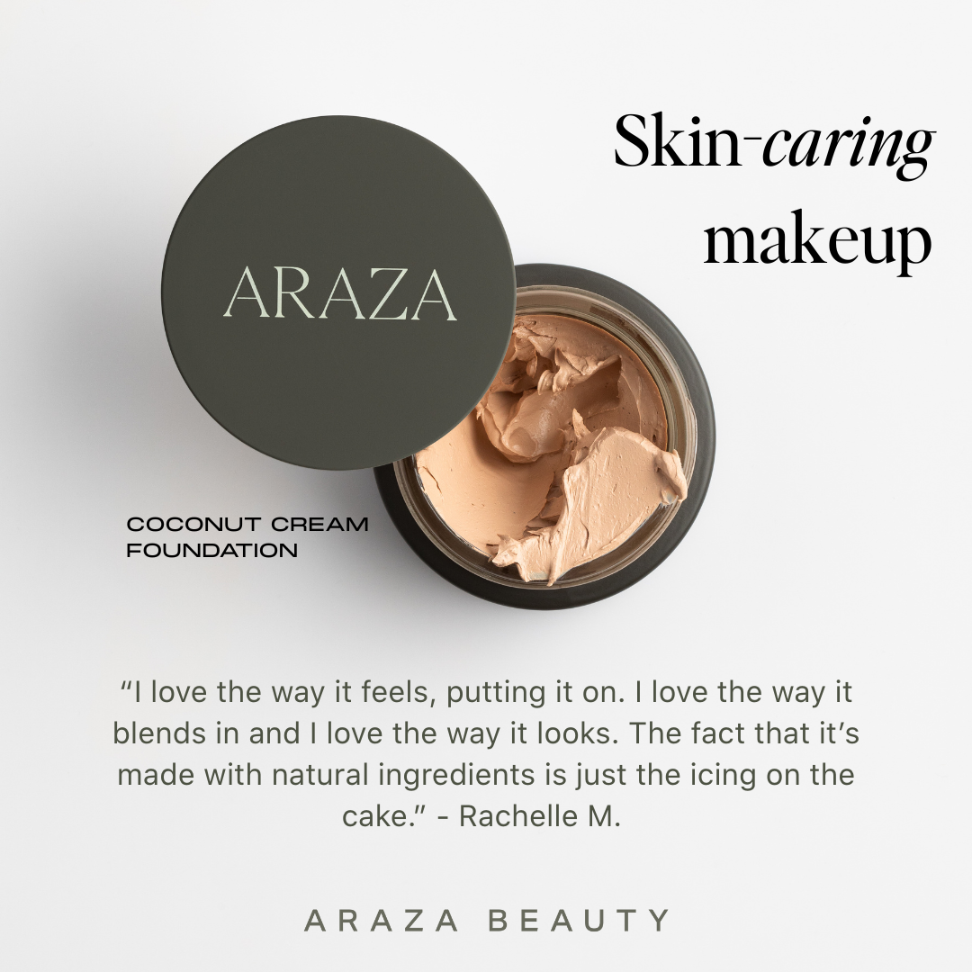Araza Natural Beauty Facebook ad: Coconut Cream Foundation, Radically Natural