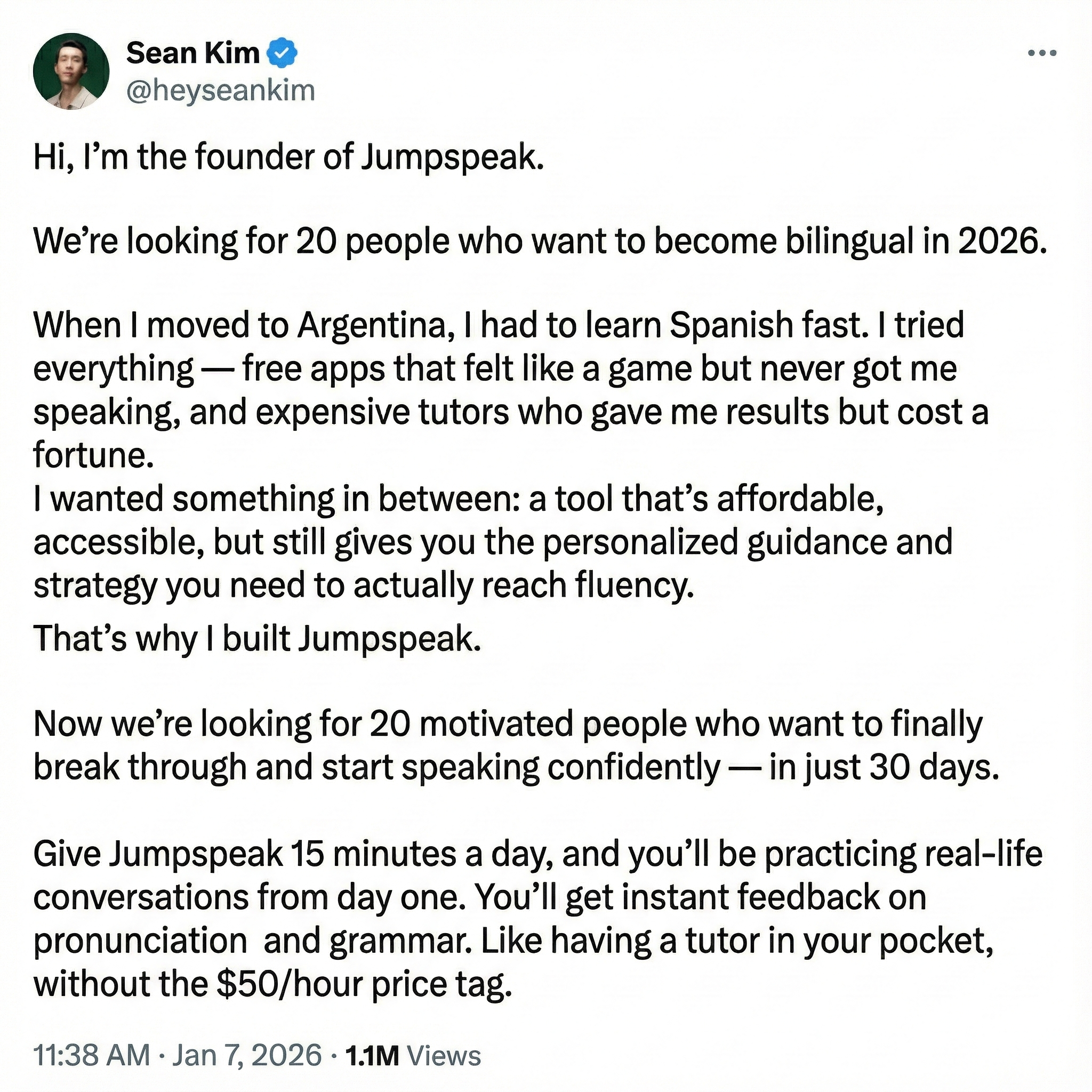 Sean Kim Facebook ad