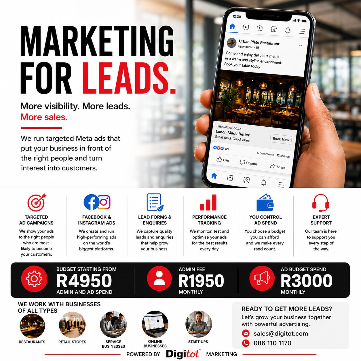 Digitot International Facebook ad: GET MORE LEADS.