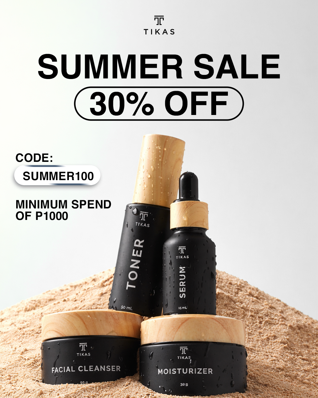 Tikas Facebook ad: USE CODE SUMMER100