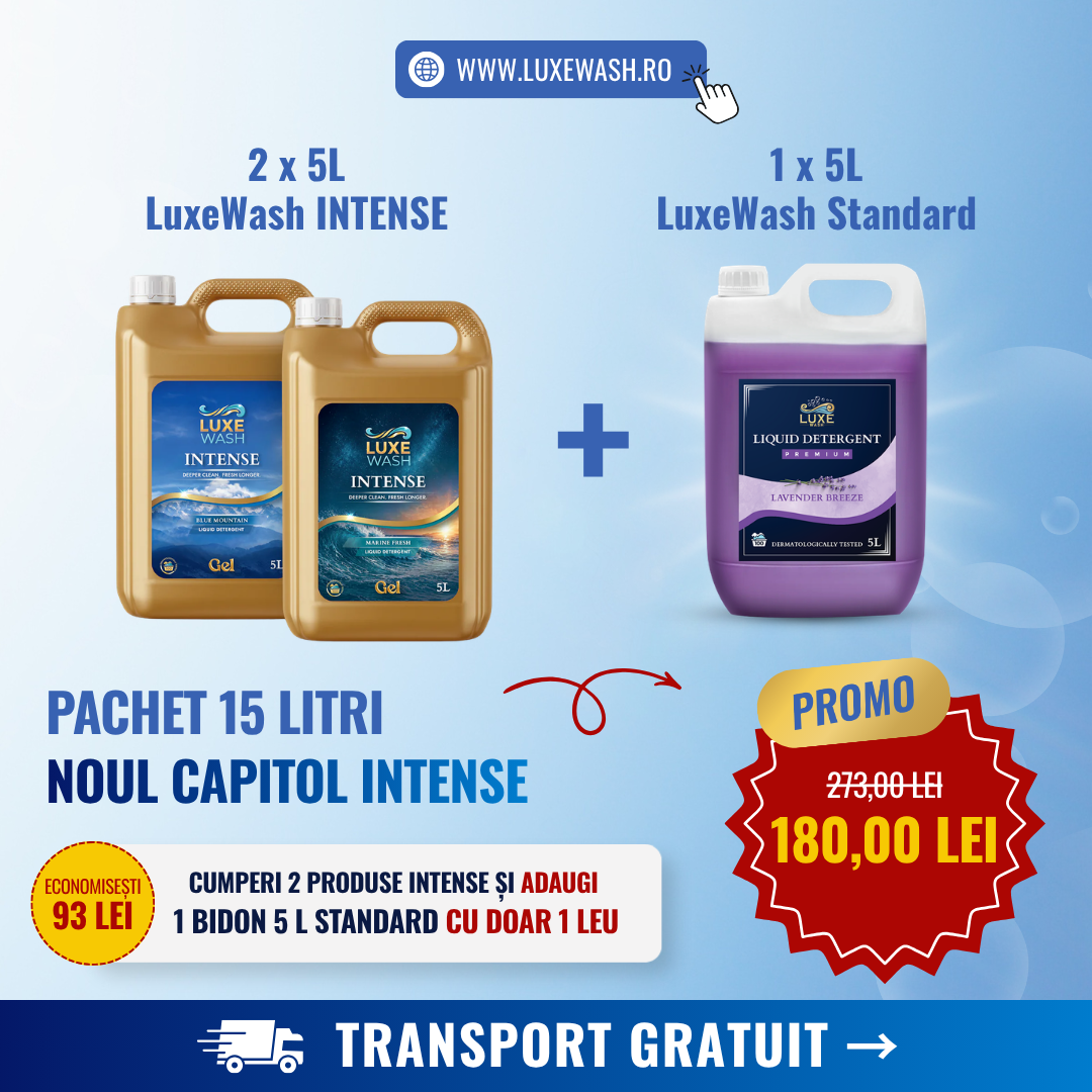 Luxe Wash Europe Facebook ad: Pachet premium, stoc limitat
