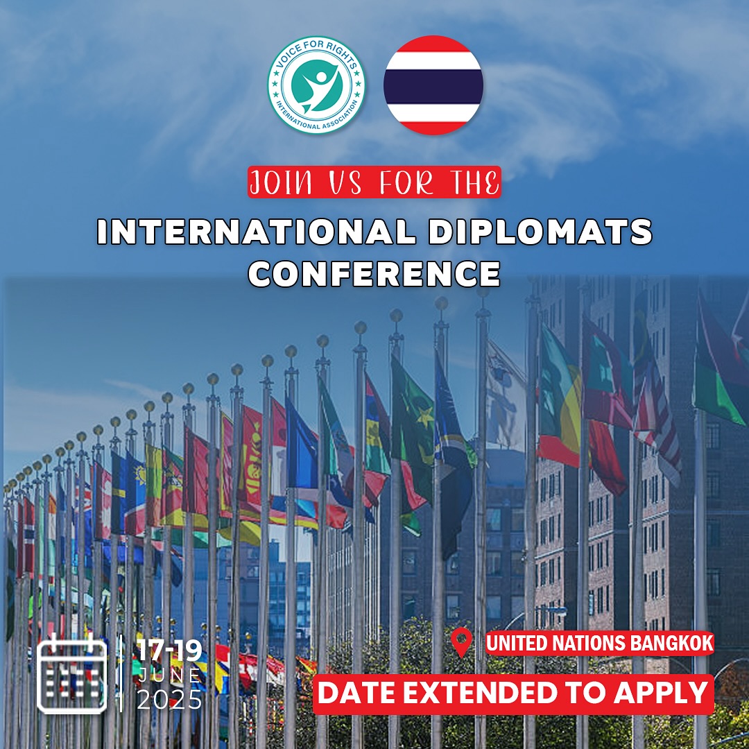 Voice For Rights International Facebook ad: INTERNATIONAL DIPLOMATS CONFERENCE 2025