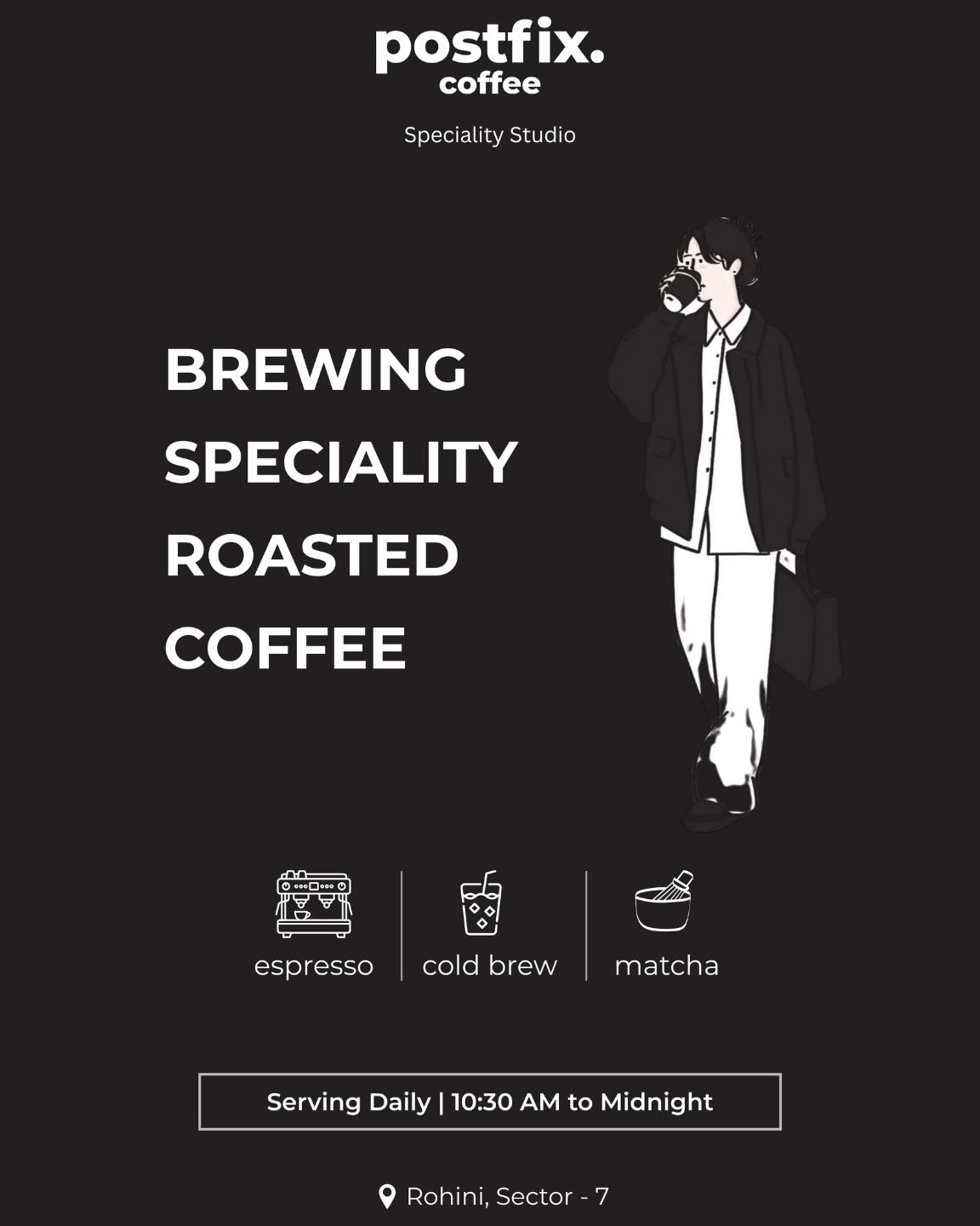 postfix.coffee Facebook ad: precision brewed specialty coffee.