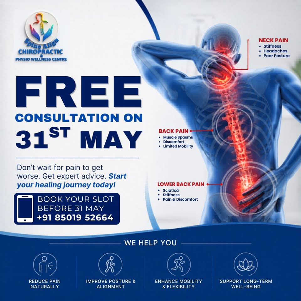 Spine Align Chiropractic Physio Wellness Center Facebook ad: FREE CONSULTATION ON 31ST MAY!