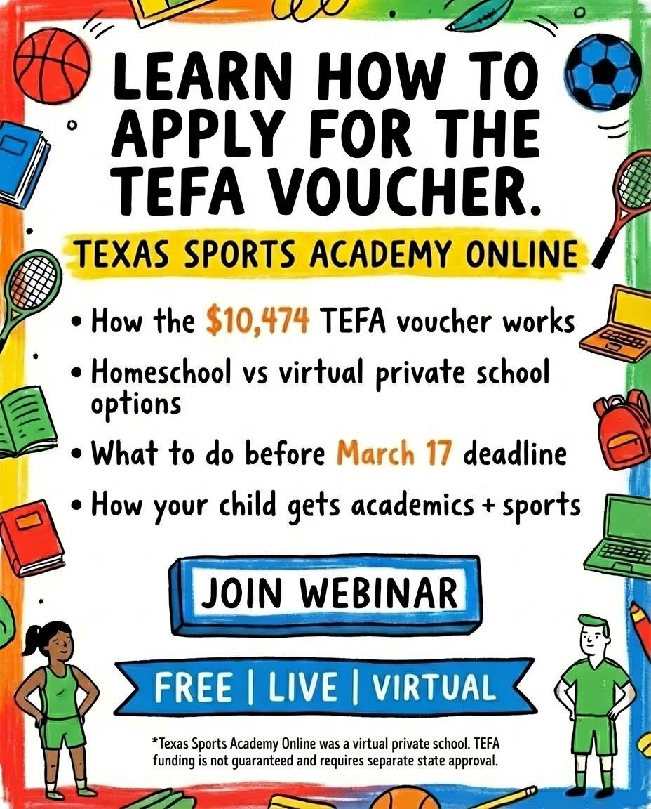 Texas Sports Academy Facebook ad: Free Webinar for Parents of Student Athletes