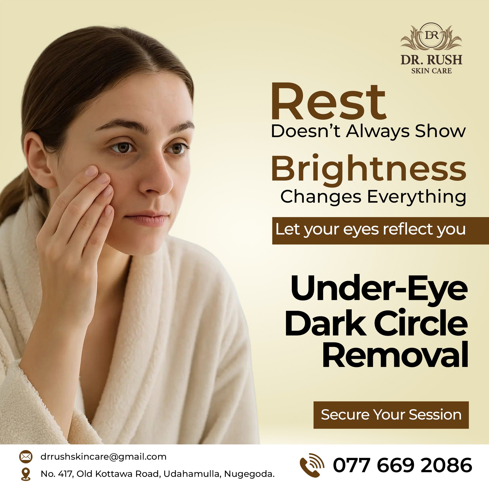 Dr. Rush Skin Care Facebook ad: Dark circles making you look tired?