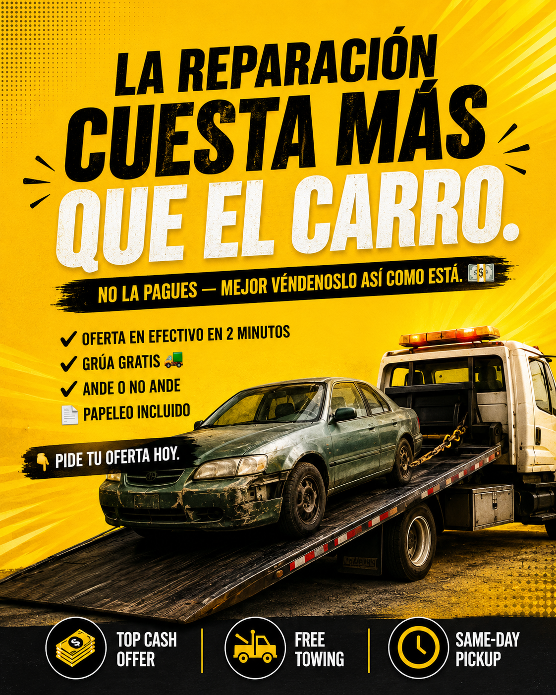 AutoVanish Facebook ad: La Reparación Cuesta Más Que el Carro.