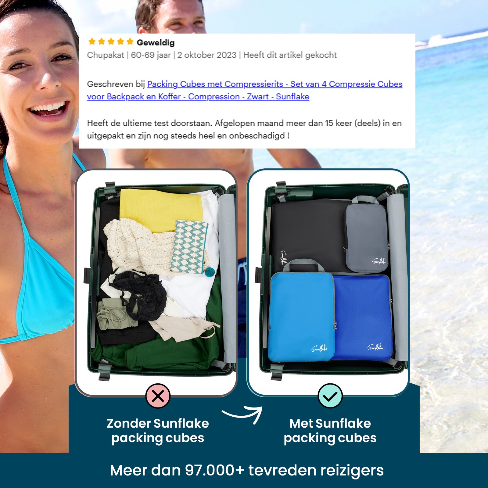 Sunflake Facebook ad: Voor 23:59 besteld, morgen in huis
