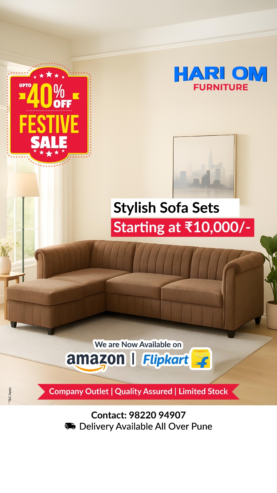 Hari Om Furnishings N Furniture Facebook ad: Upgrade Your Home for Less!