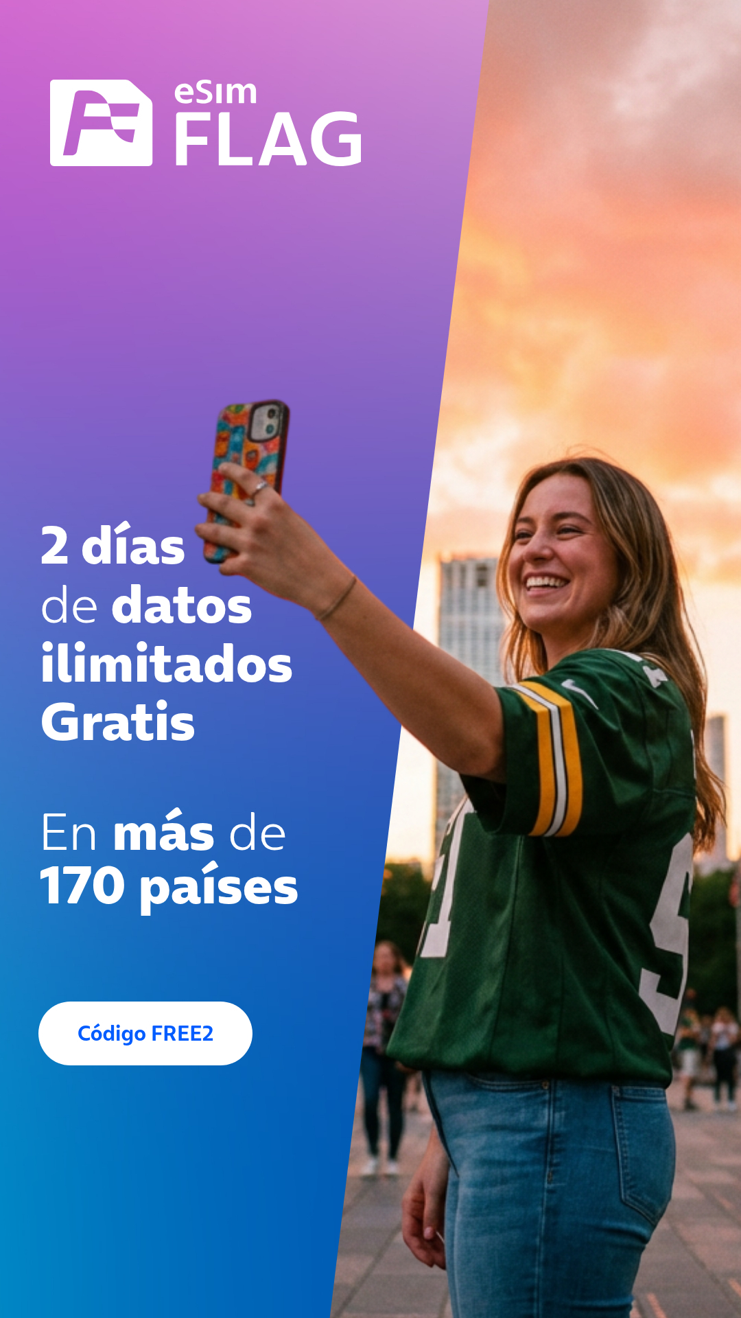 eSimFLAG Facebook ad from May 14, 2026