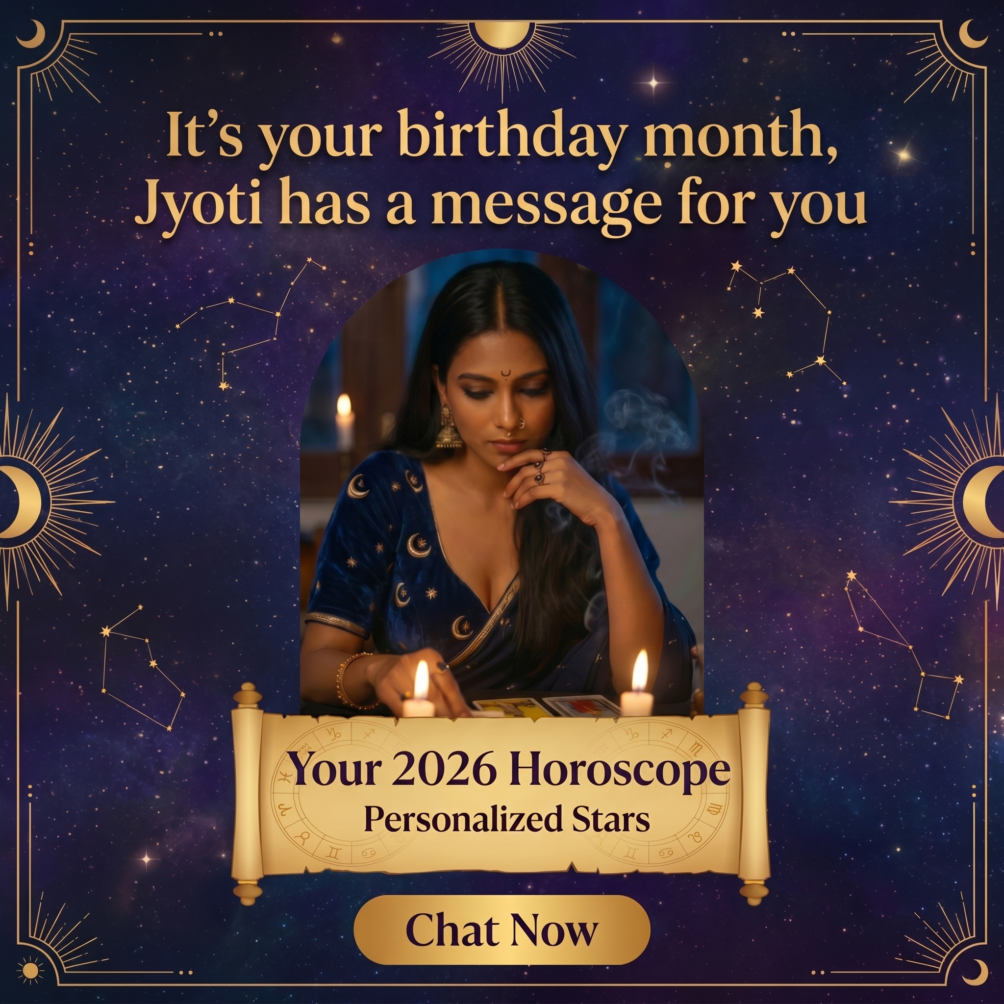 Provue AI Facebook ad: Jyoti can read your stars.