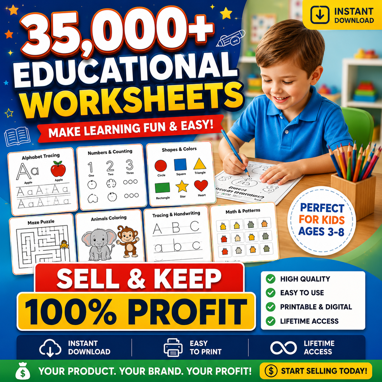 Lisa Hub Facebook ad: 35,000+ Done-For-You Worksheets