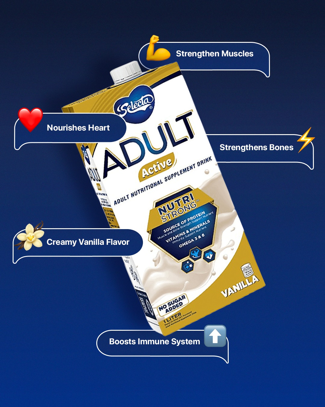 Selecta Fortified Milk Facebook ad: Meet Selecta Adult Active.