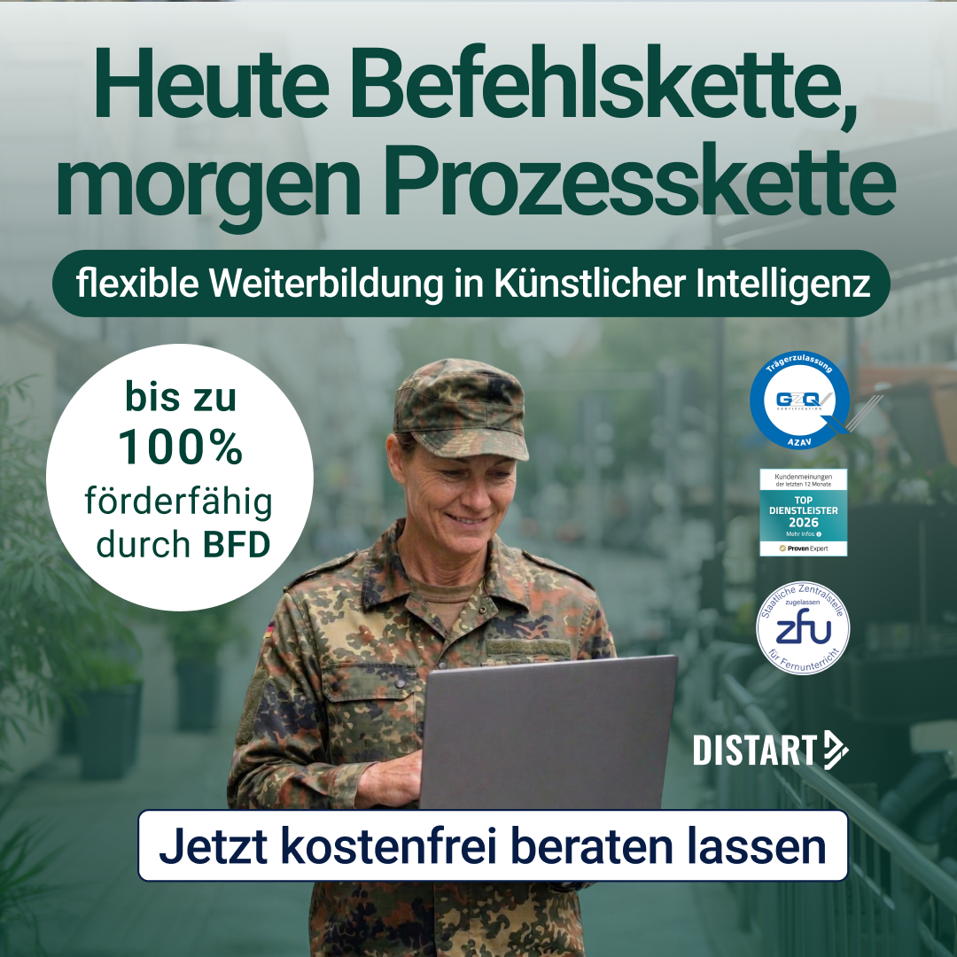 Distart Facebook ad: Mission Zukunft: Geförderte Weiterbildung