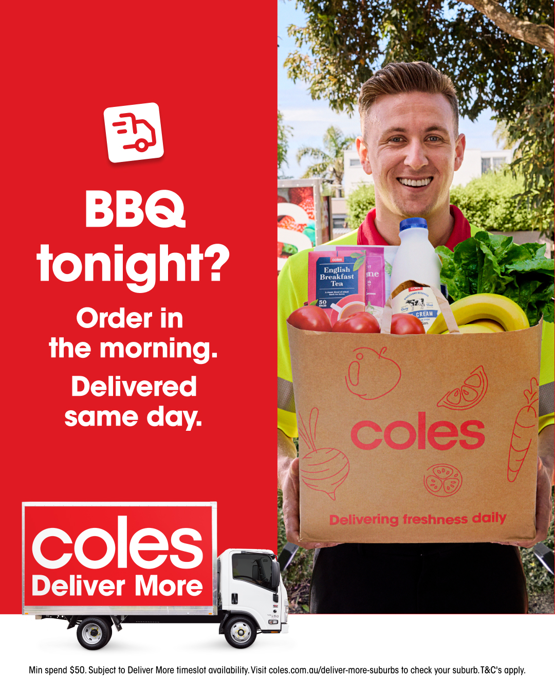 Coles Facebook ad: Shop Coles Deliver More