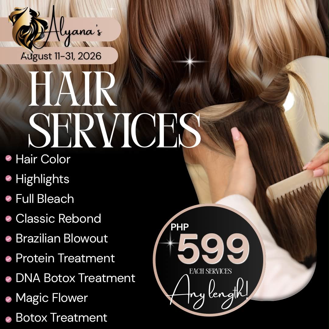 Alyana’s Spa, Hair and Beauty Salon Concepcion Tarlac branch Facebook ad: RAINY SEASON DELIGHTS