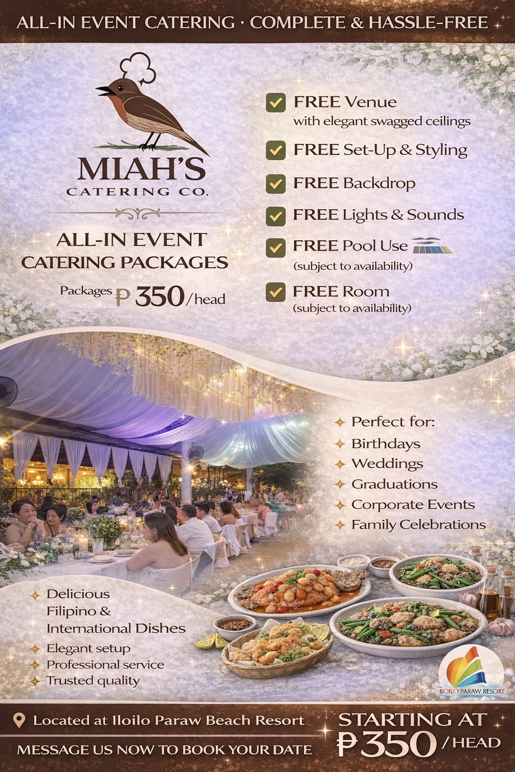 Iloilo Paraw Beach Resort Facebook ad: MIAH’S CATERING