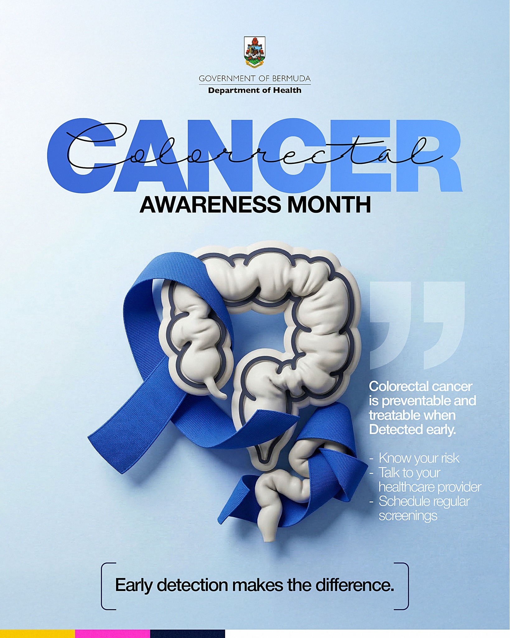 Department of Health Bermuda Facebook ad: This month, we recognise Colorectal Cancer Awareness Month…