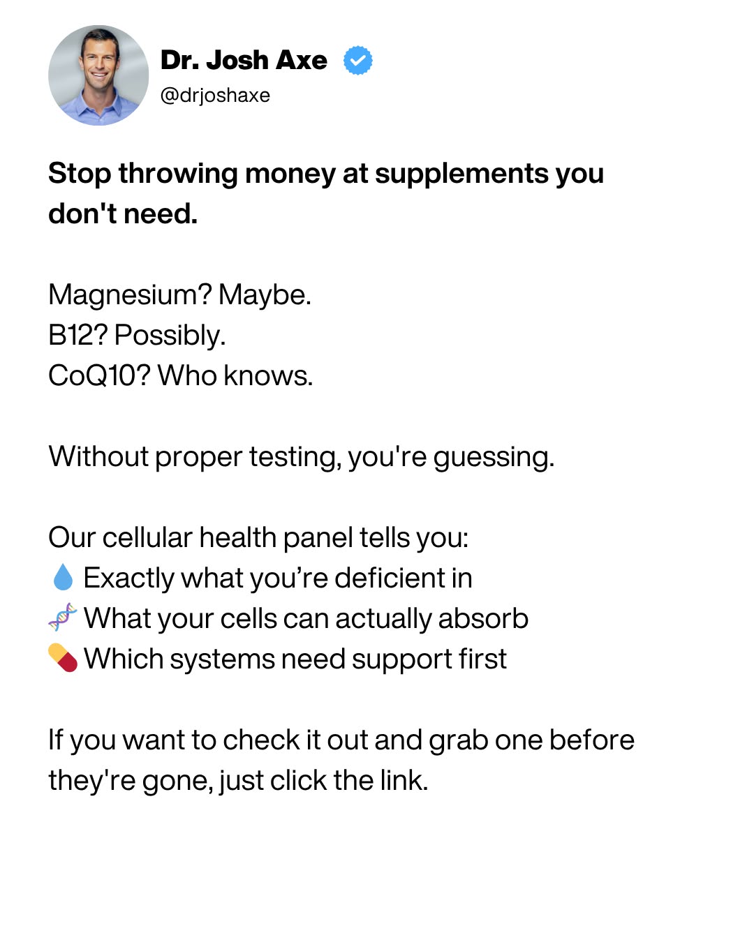 Dr. Josh Axe Facebook ad