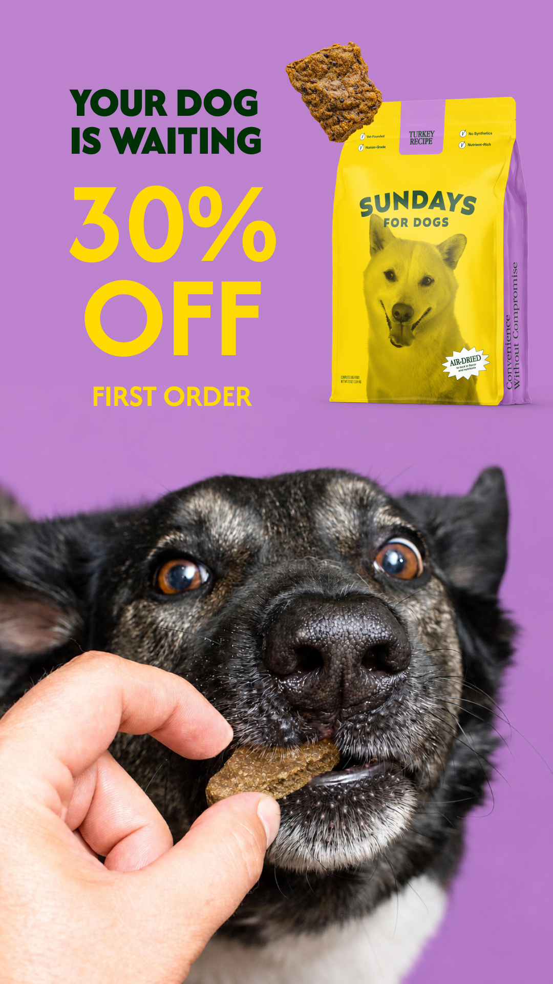 Sundays Facebook ad: Try it with 30% off your first order.