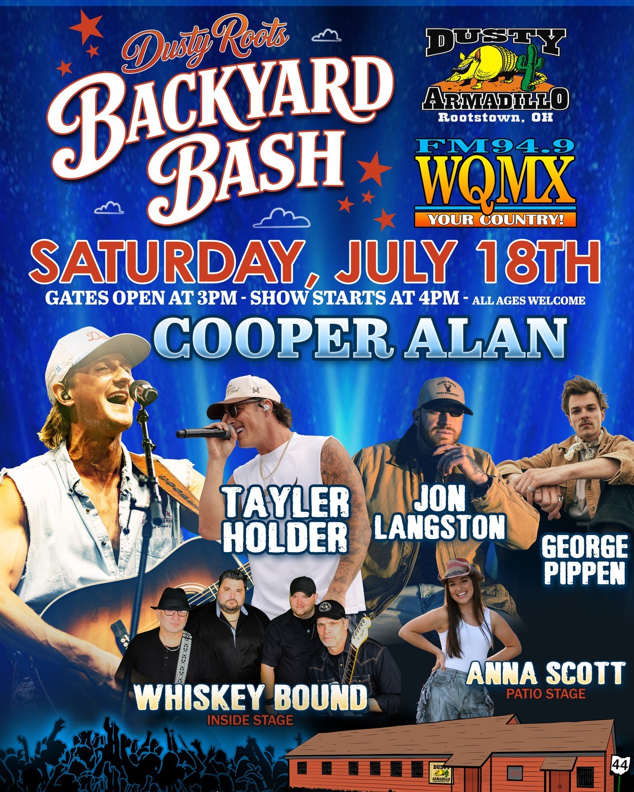 Dusty Armadillo Facebook ad: THE FIRST EVER Dusty Roots, Backyard Bash at…