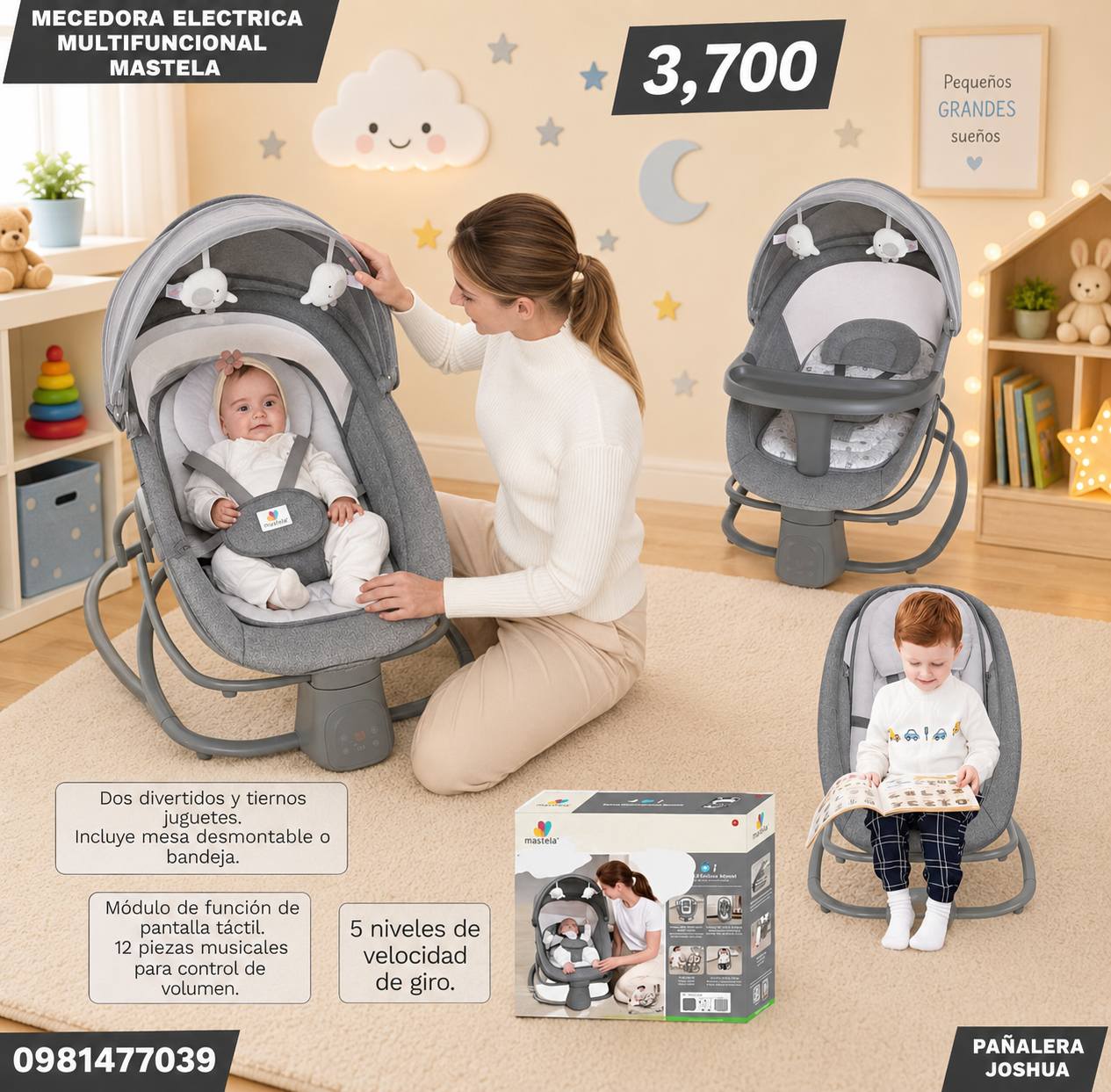 Mundo Pequeñito Facebook ad: Silla mecedora eléctricas