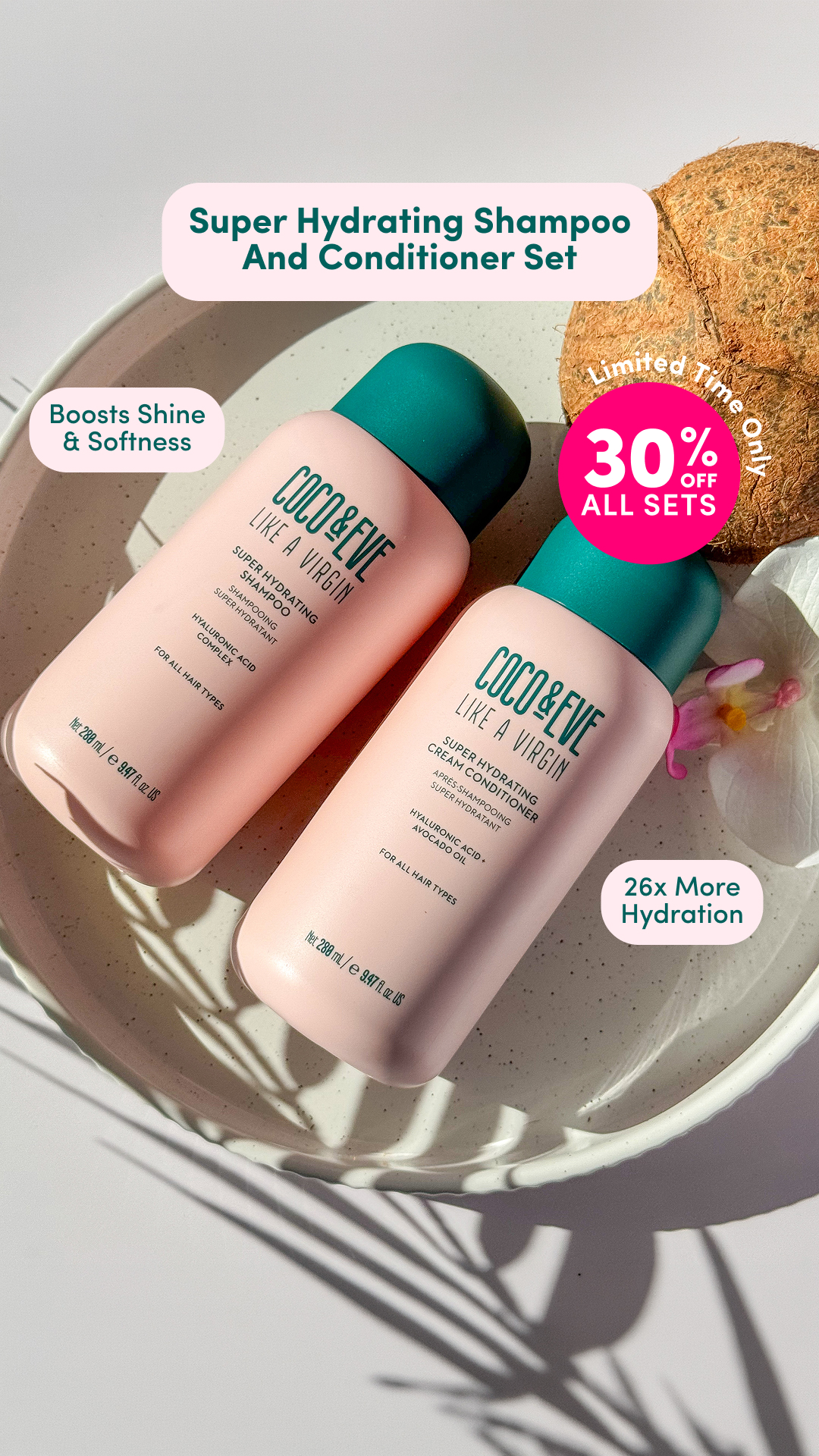 Coco & Eve Facebook ad: 30% Off Super Hydrating Set