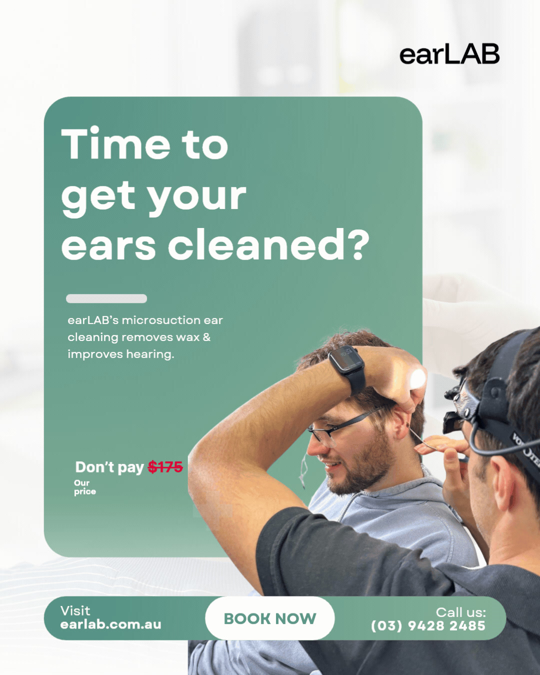 earLAB Facebook ad: Microsuction Earwax Removal | Safe and Gentle Ear Cleaning