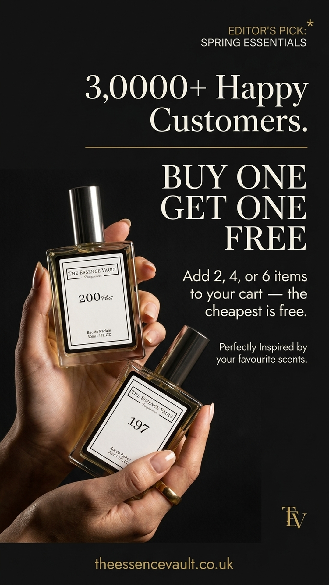The Essence Vault Facebook ad from Mar 26, 2026
