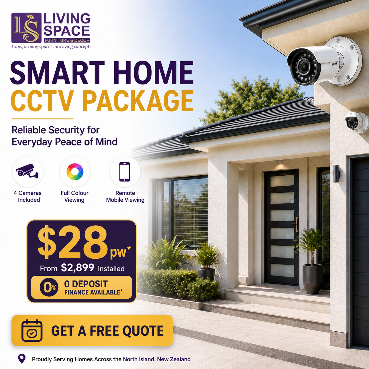 Living Space NZ Facebook ad: Smart Home CCTV Package