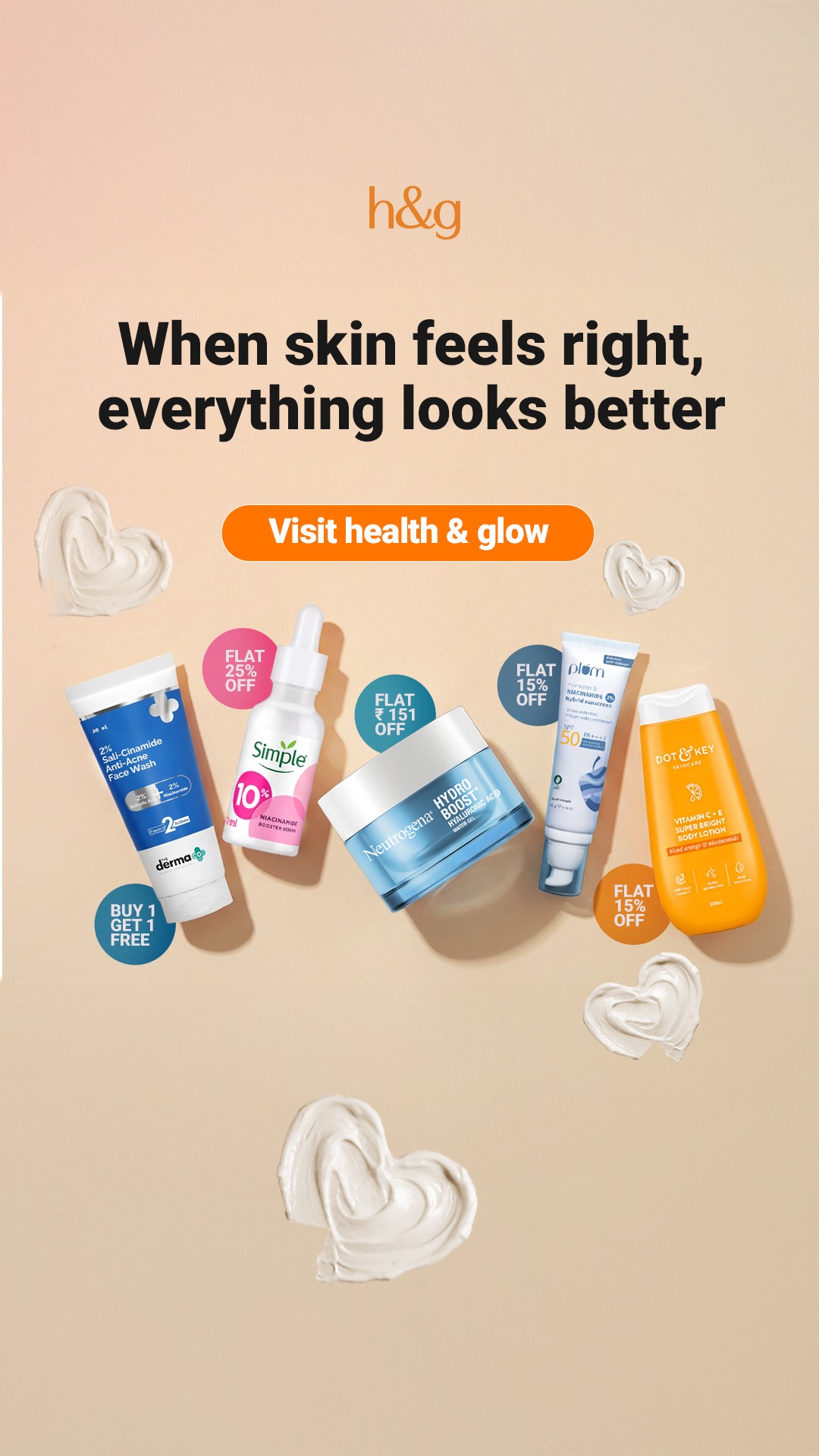 Health & Glow Facebook ad: Skin prep makes all the difference.