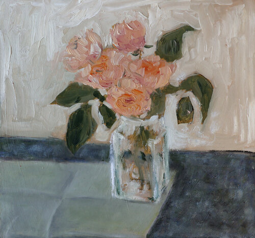 Elena Zapassky - only pictures Facebook ad: Pink roses - Elena Zapassky - Oil on Paper