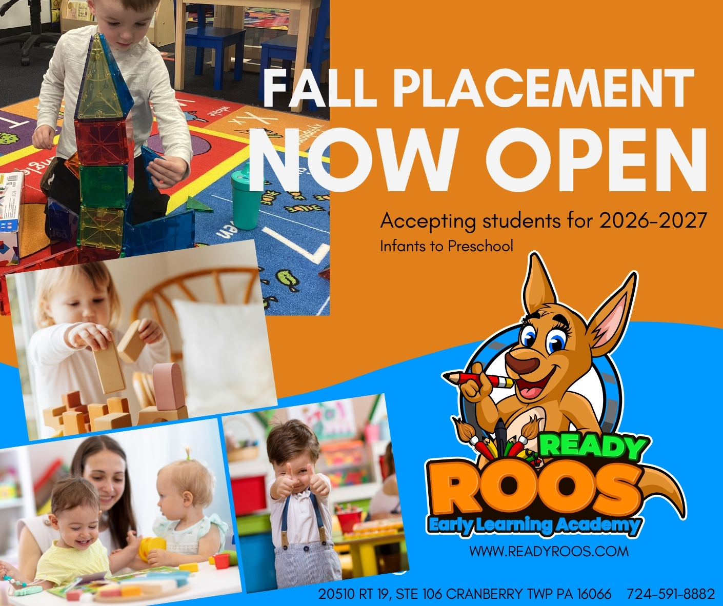 Ready Roos Facebook ad: Daycare & Preschool in Cranberry Township, PA | Ready Roos…