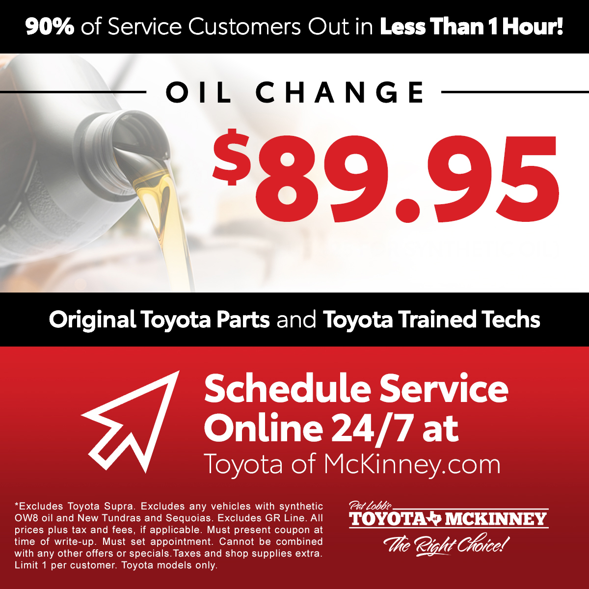 Pat Lobb Toyota of McKinney Facebook ad: Oil Change Special