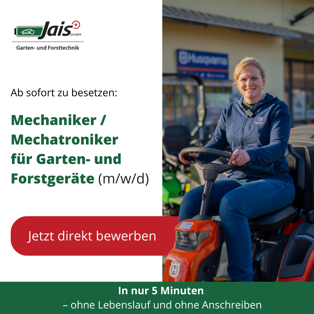Jais GmbH Garten- u. Forsttechnik Facebook ad: Mechaniker/Mechatroniker für Garten- und Forstgeräte…