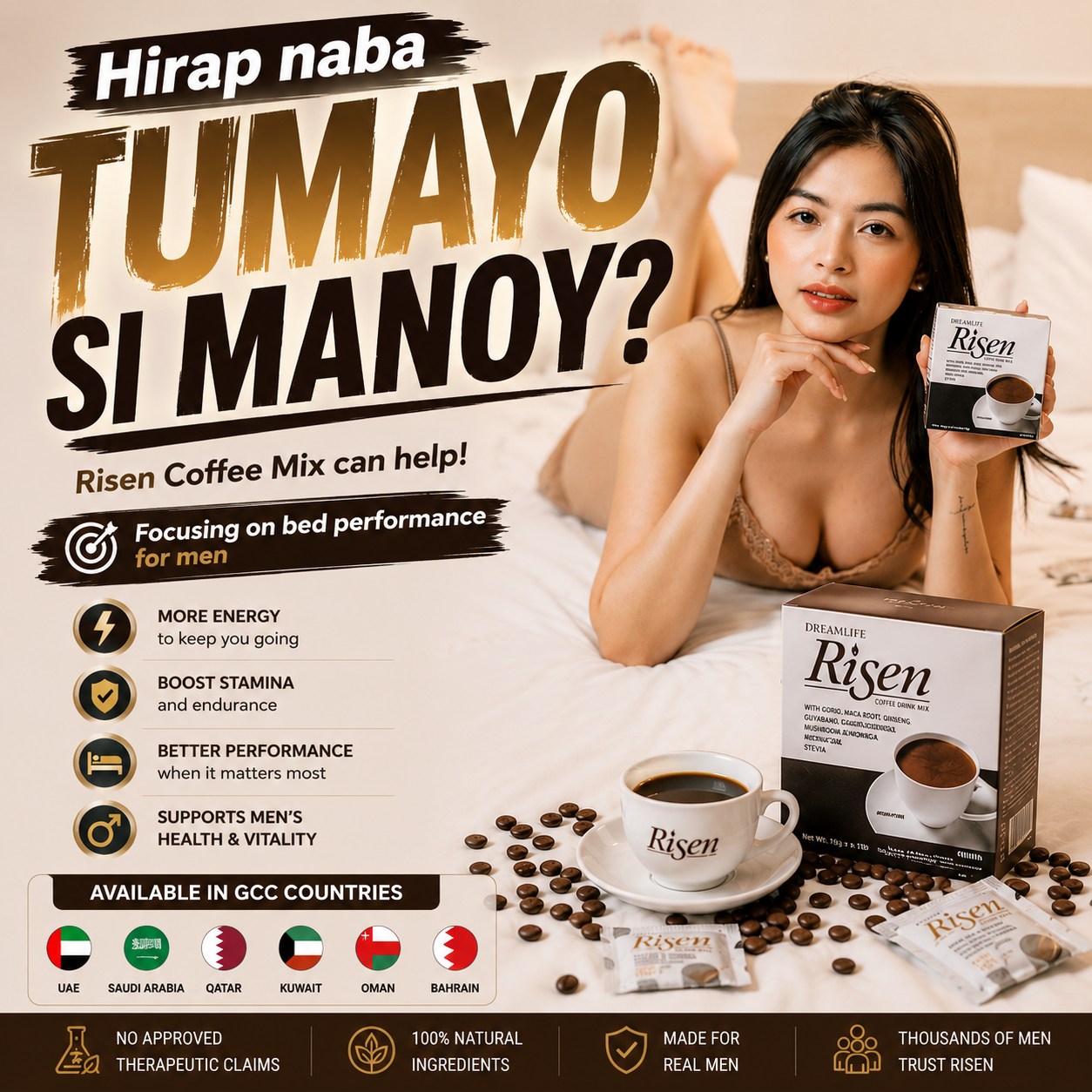 Risen Coffee Mix - GCC Facebook ad: Hirap na bang tumayo si manoy?