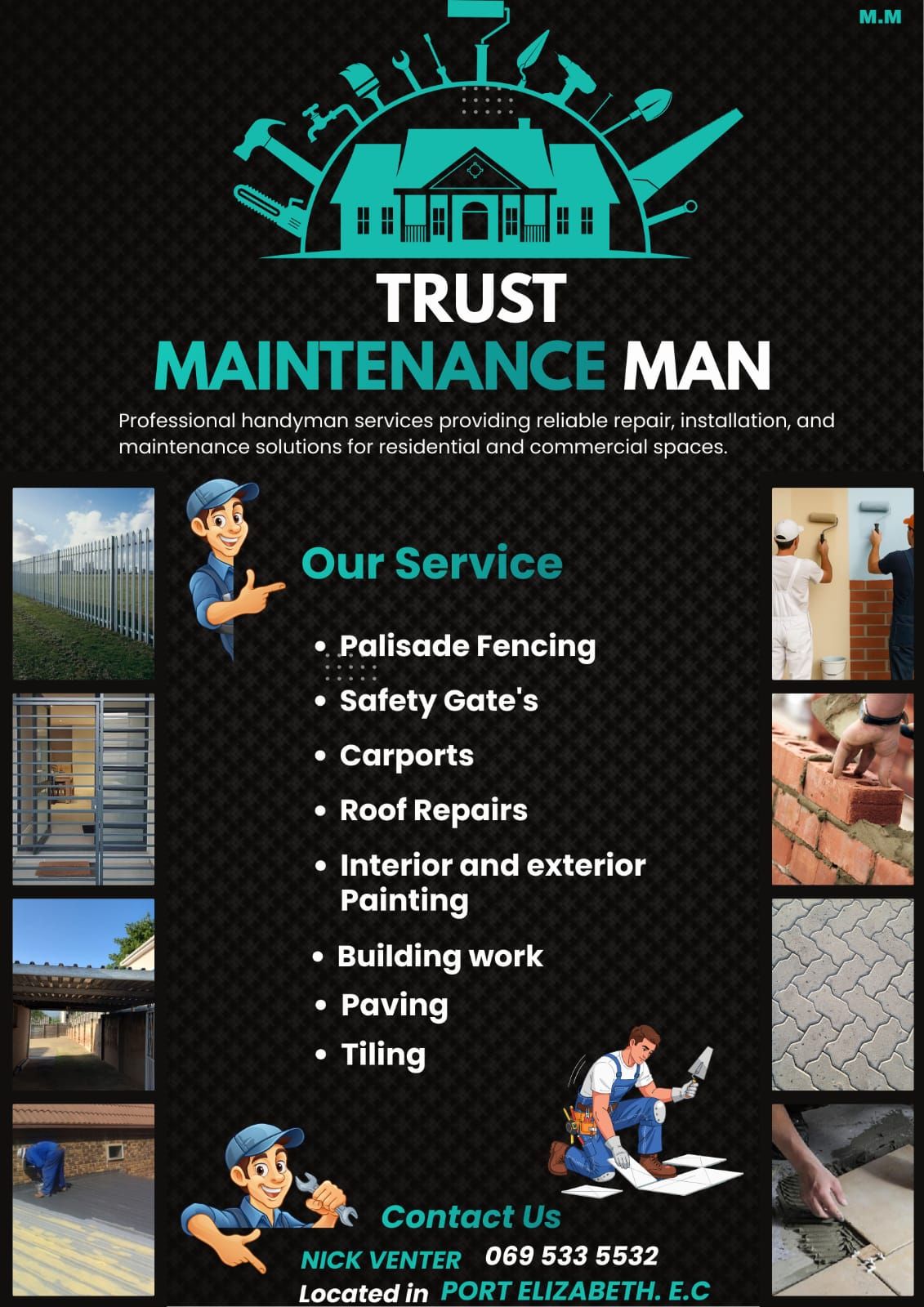 M.M Maintenance Man Facebook ad: WE DELIVER OUR BESTE SERVICES TO YOU
