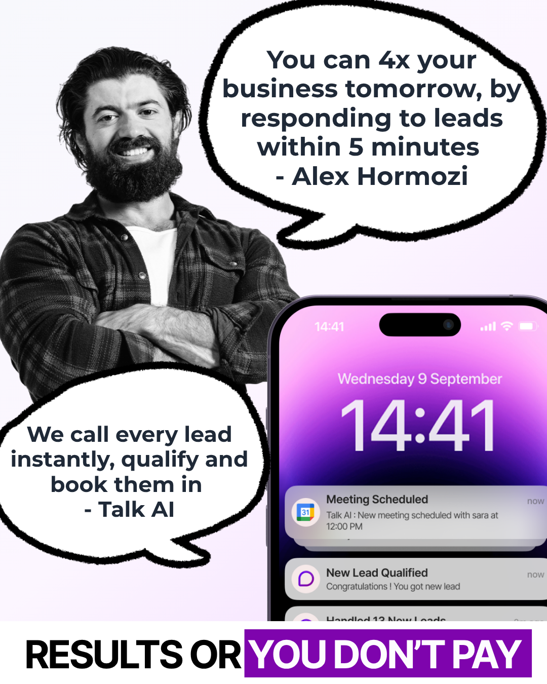 Talk AI Facebook ad: Scale Now
