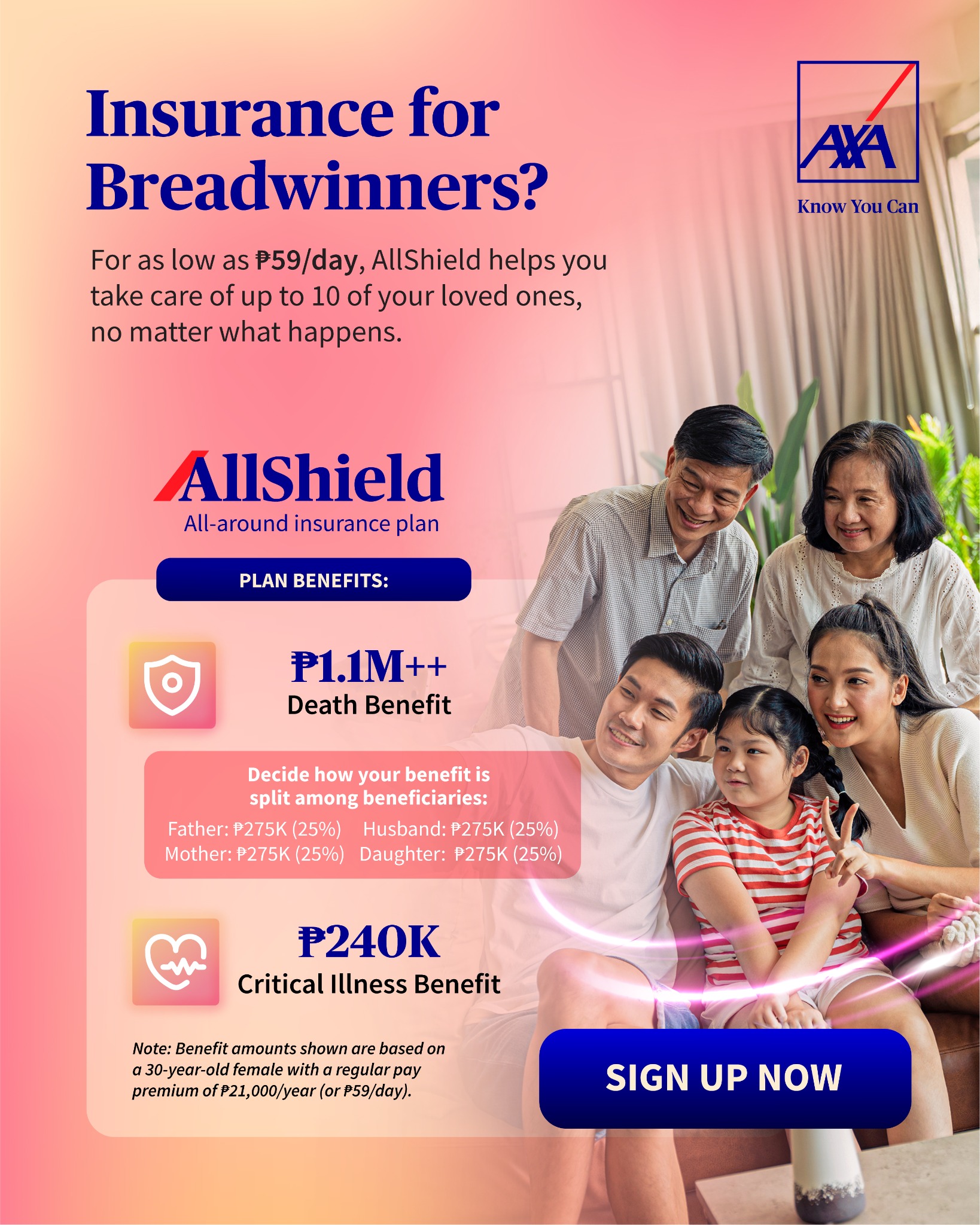 AXA Philippines Facebook ad: Insurance for Breadwinnners