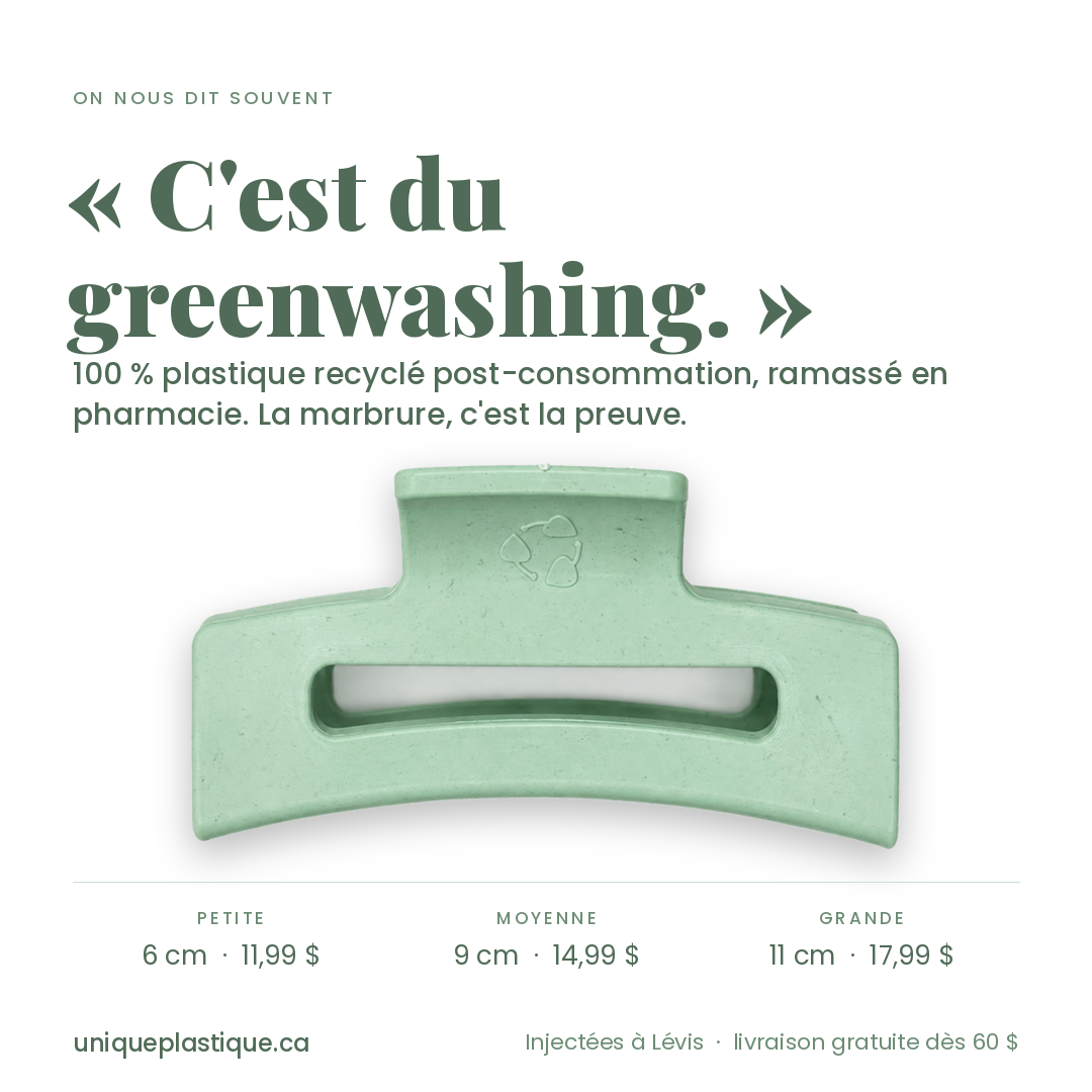 Unique Plastique Facebook ad: Greenwashing? Viens voir l'usine., Sauge