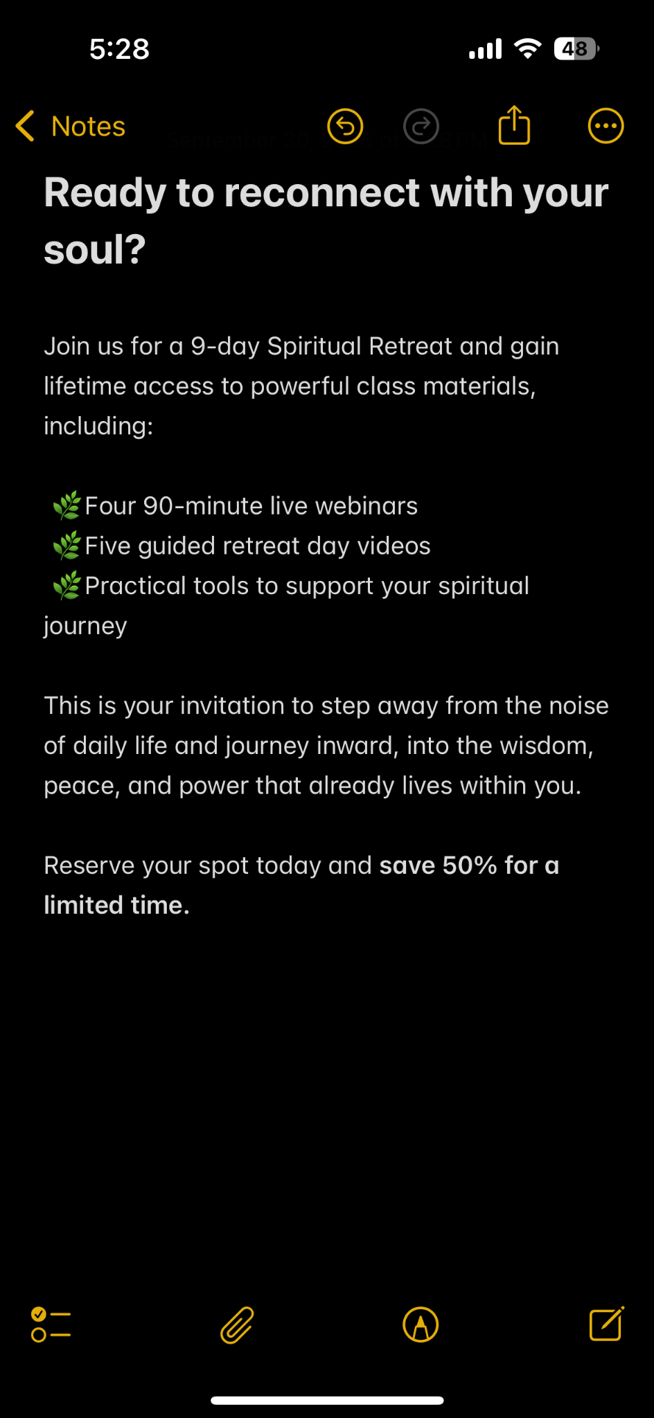 Caroline Myss Facebook ad from Dec 17, 2025