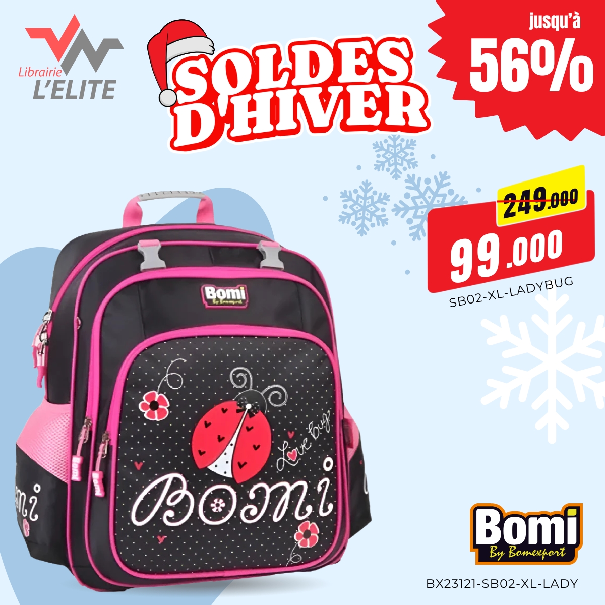 Librairie L'elite Facebook ad: SOLDES D’HIVER, BOMI SB02 XL 2023