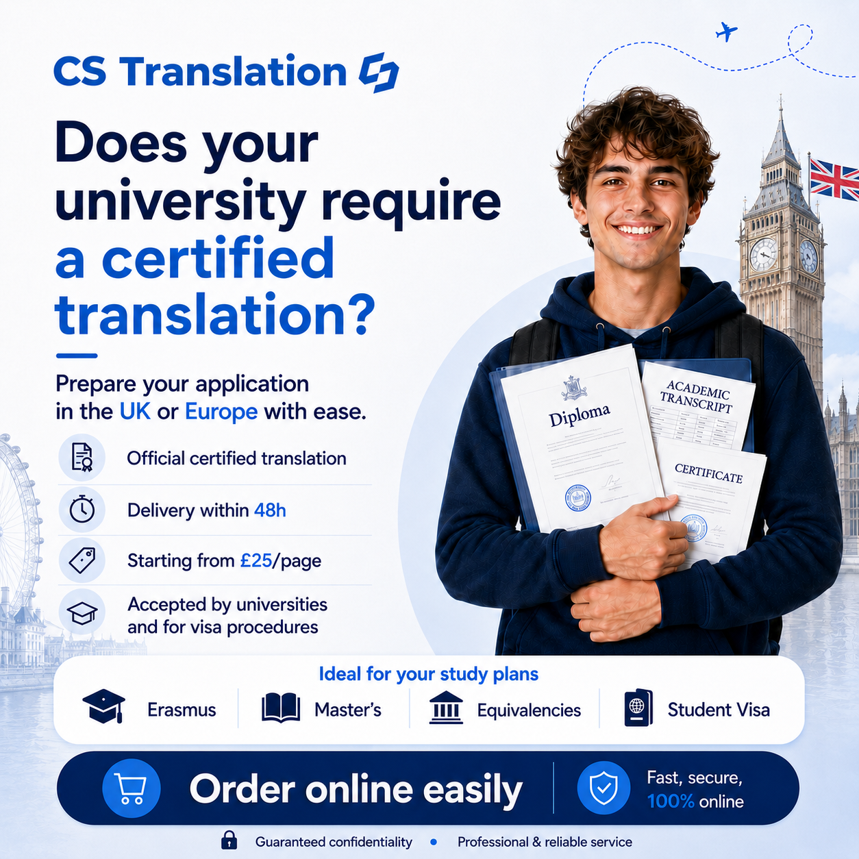 CS Translation Facebook ad: 10% discount with the promo code: CAMPUS10