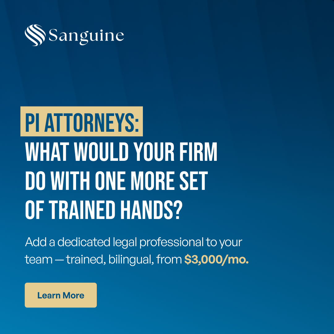 Sanguine Strategic Advisor Facebook ad: Add Trained Legal Support to Your Firm
