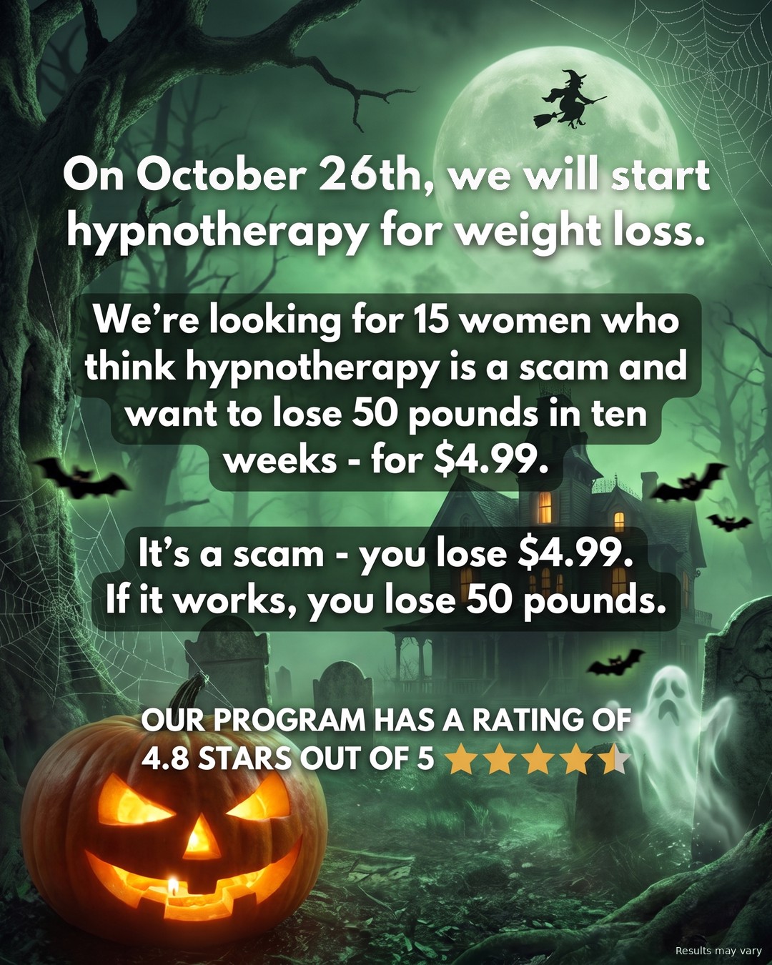 Hypnozio: power of hypnotherapy Facebook ad: Overcome Weight Challenges