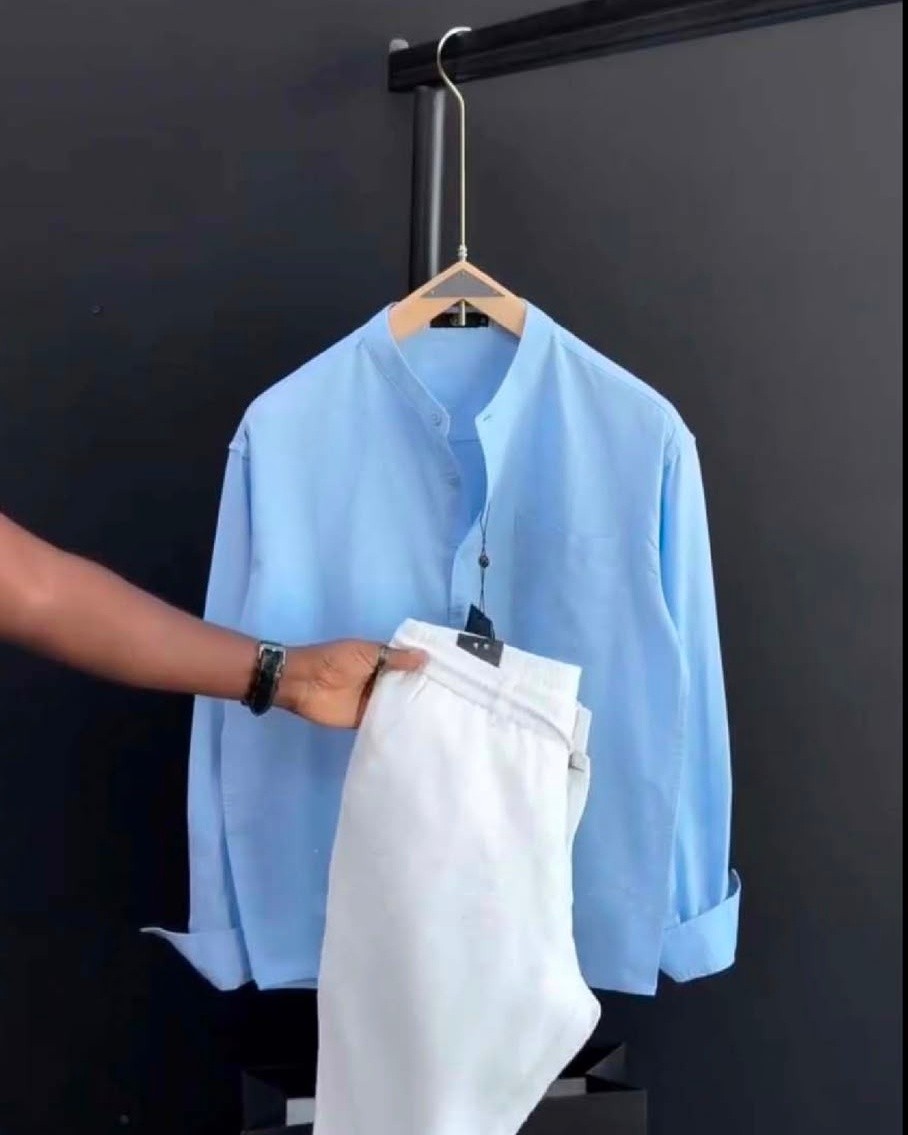 Doha Clothing Facebook ad: Linen Ban Collar Co-ord Sets-New Collection
