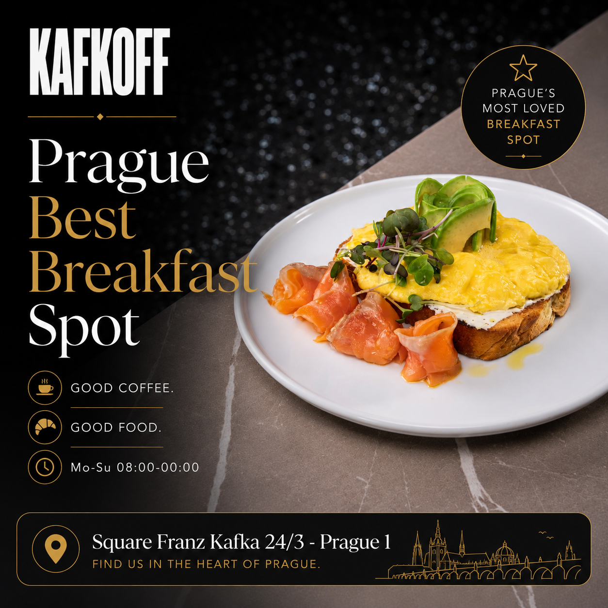 Kafkoff Facebook ad: Top-Rated Breakfast Spot in Prague