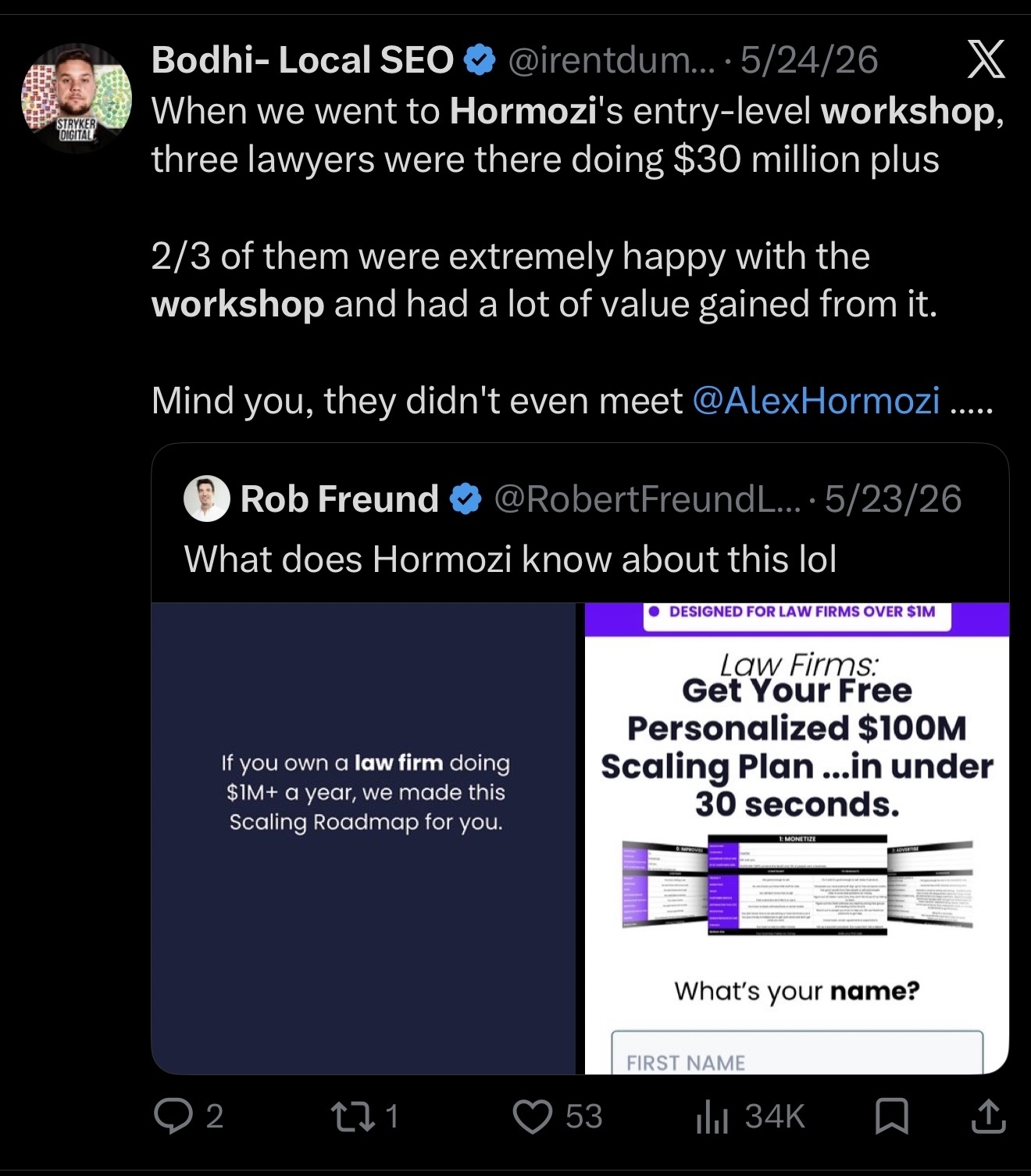 Alex Hormozi Facebook ad